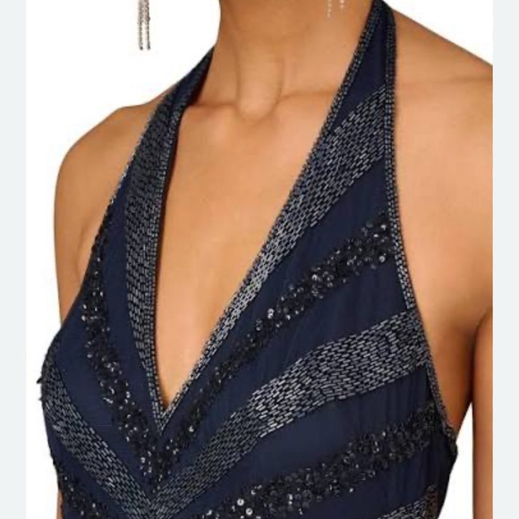 Navy Backless Halter Dress - Picture 3 of 3